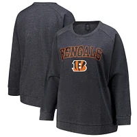 Women's Fanatics  Charcoal Cincinnati Bengals Acid Wash Raglan Pullover Sweatshirt