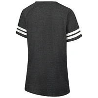 T-shirt à col raglan rayé et rayures avec logo Fanatics Charcoal Cincinnati Bengals pour femmes, grande taille