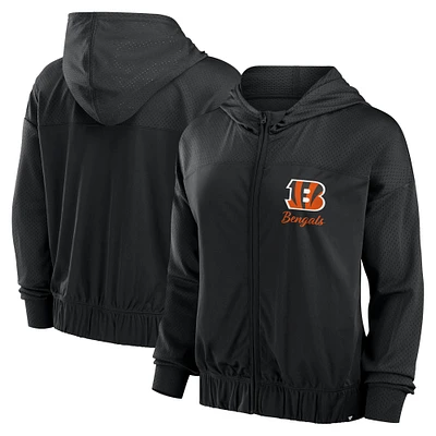 Women's  Fanatics College Black Cincinnati Bengals Script Lock Full-Zip Hoodie