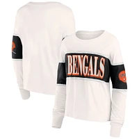 T-shirt à manches longues Fanatics Cream Cincinnati Bengals Antique Block pour femmes