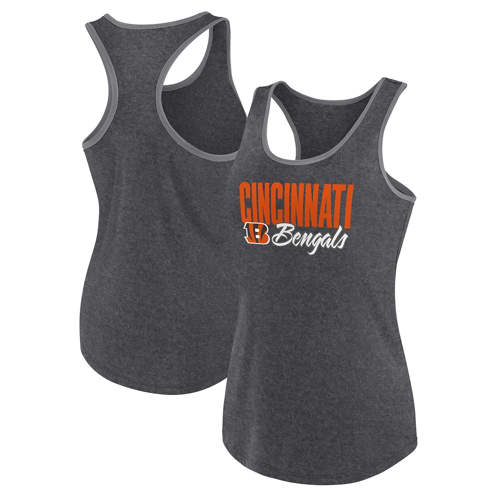 Women's Fanatics Heather Black Cincinnati Bengals Plus Fuel Tank Top