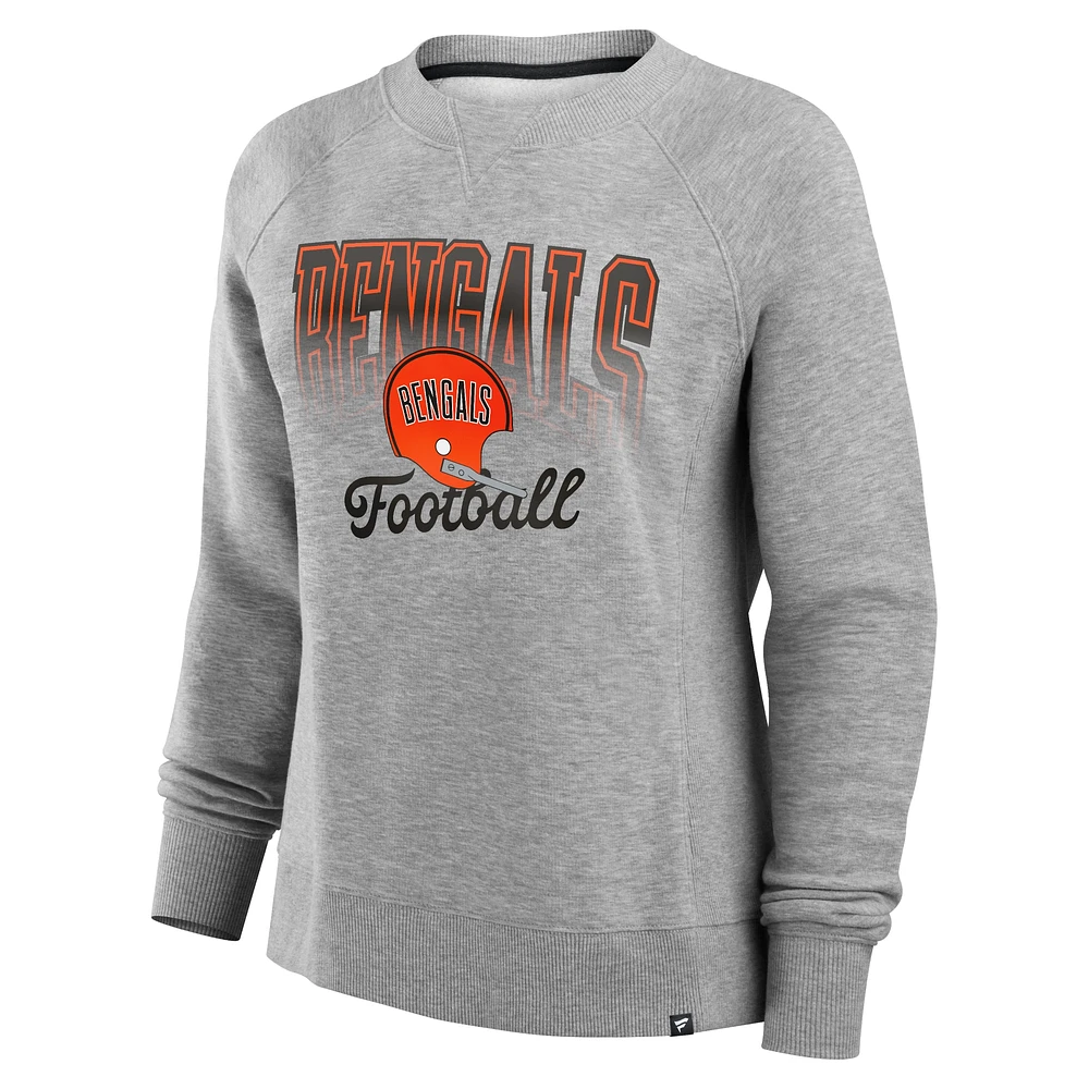 Women's Fanatics Heather Gray Cincinnati Bengals Hit Hard Fleece Pullover Sweatshirt