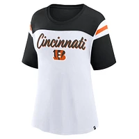 Haut court tendance Cincinnati Bengals blanc/noir Fanatics pour femmes