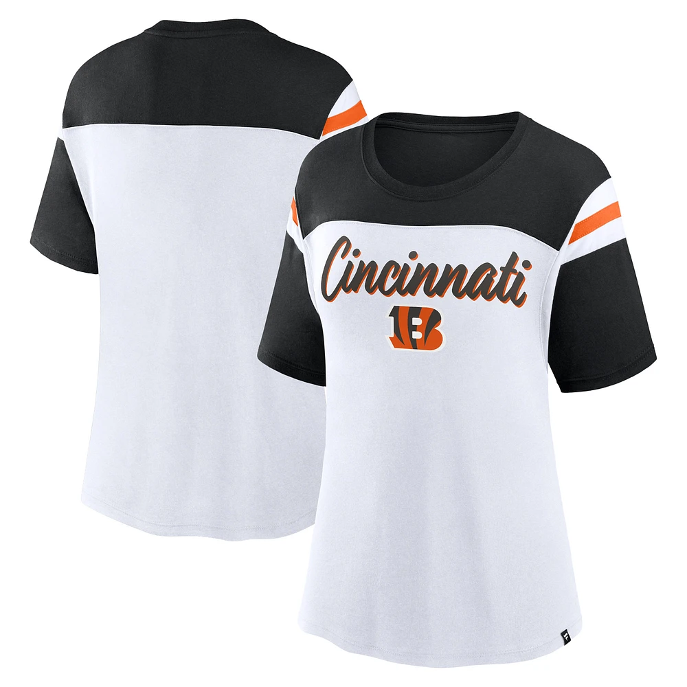 Women's Fanatics White/Black Cincinnati Bengals Cheer Chant Fashion Crop Top