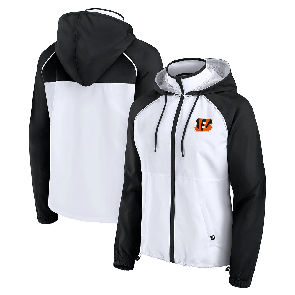 Veste à capuche anorak entièrement zippée blanche Fanatics pour femme des Bengals de Cincinnati