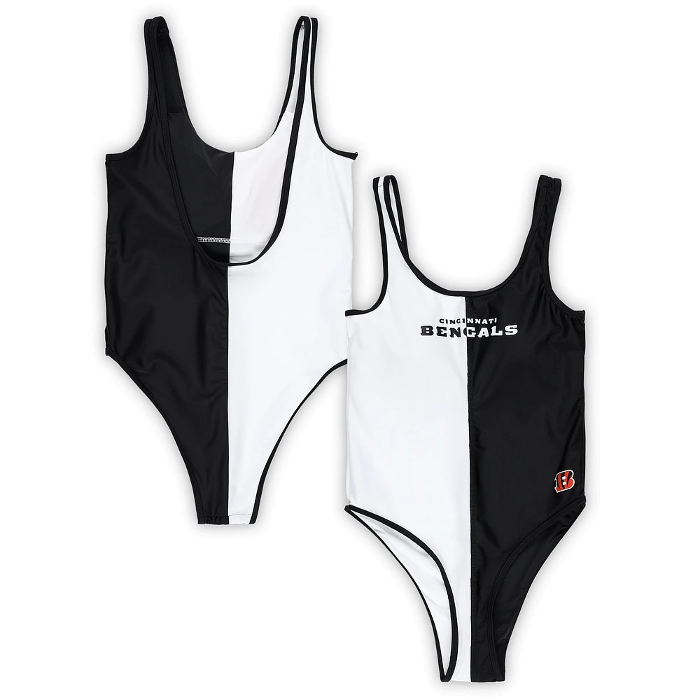 Women's G-III 4Her by Carl Banks Black/White Cincinnati Bengals Last Stand One-Piece Swimsuit