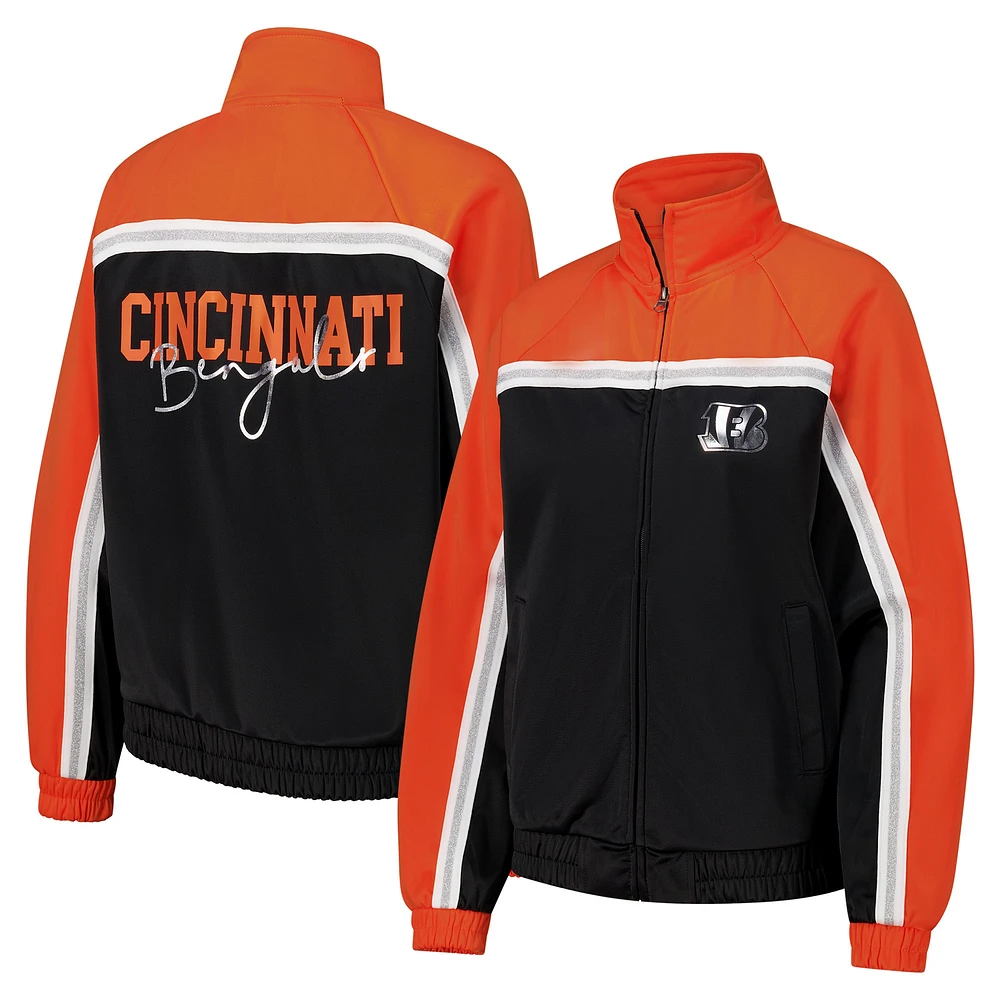 Veste de survêtement d'après-match entièrement zippée G-III 4Her par Carl Banks pour femme, noire, des Bengals Cincinnati