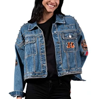 Veste en jean à boutons complets de taille moyenne G-III 4Her par Carl Banks pour femmes des Bengals Cincinnati