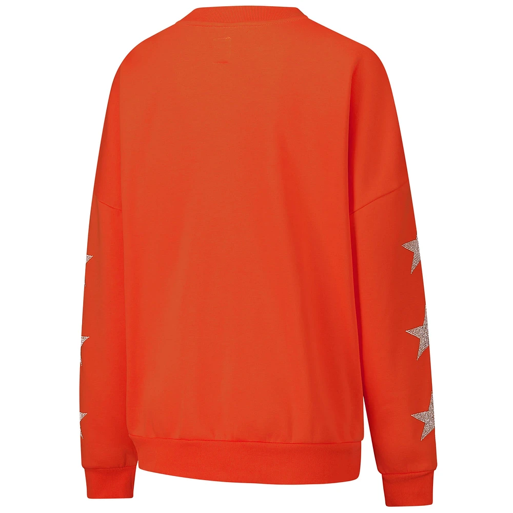 Sweat-shirt à manches longues et col rond imprimé étoile strass Gameday Couture pour femme des Bengals de Cincinnati Orange