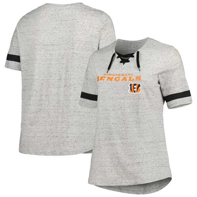 T-shirt à lacets grande taille pour femmes, gris chiné, Cincinnati Bengals