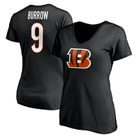 Women's Joe Burrow Black Cincinnati Bengals Player Icon Name & Number V-Neck T-Shirt