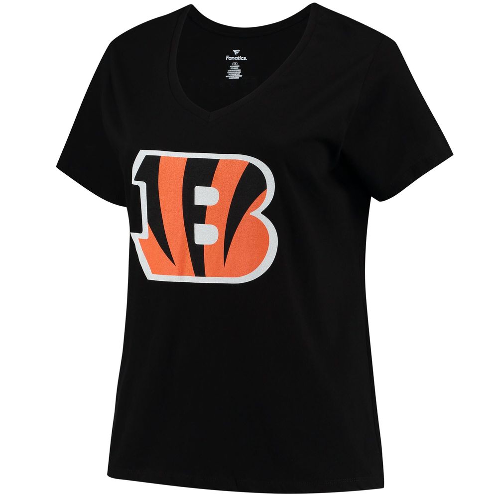 Women's Joe Burrow Black Cincinnati Bengals Plus Fair Catch Name & Number V-Neck T-Shirt