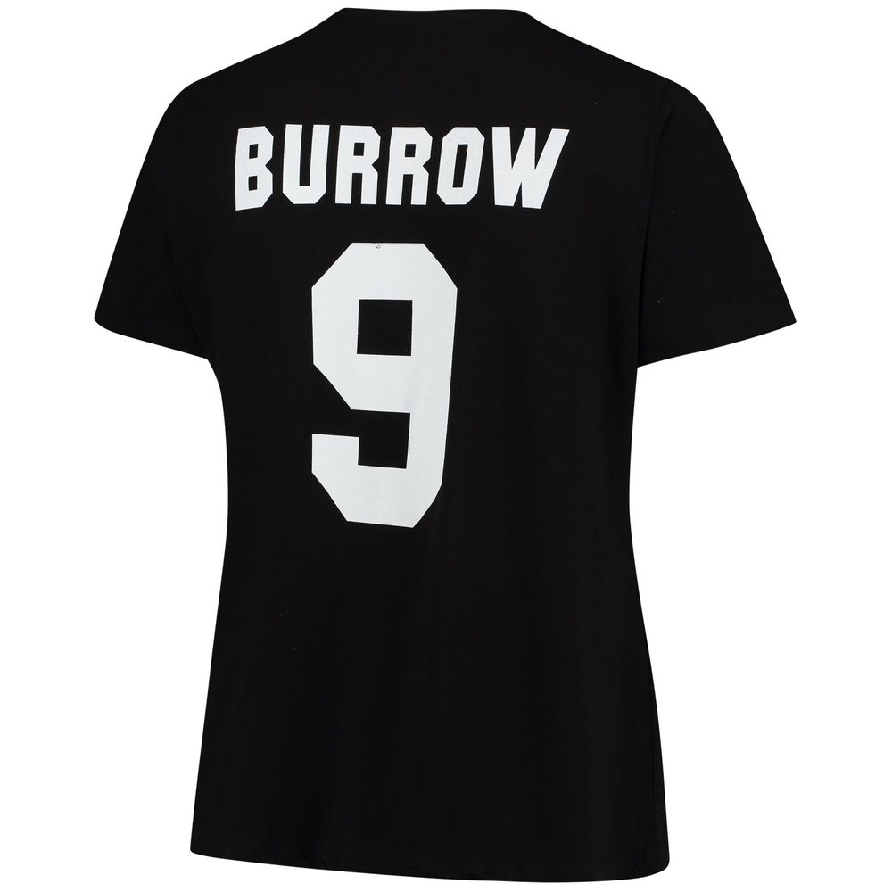 Women's Joe Burrow Black Cincinnati Bengals Plus Fair Catch Name & Number V-Neck T-Shirt