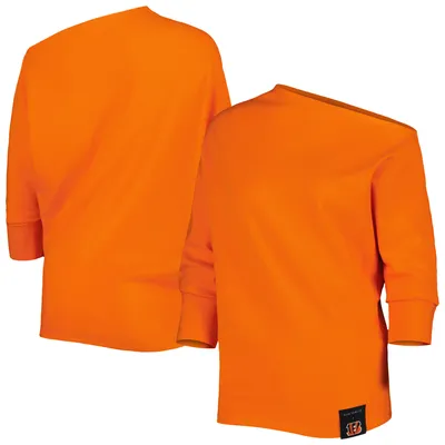 Sweat-shirt KIYA TOMLIN pour femme Orange Cincinnati Bengals Twisted Tri-Blend asymétrique 3/4-Dolman Sleeve Sweatshirt