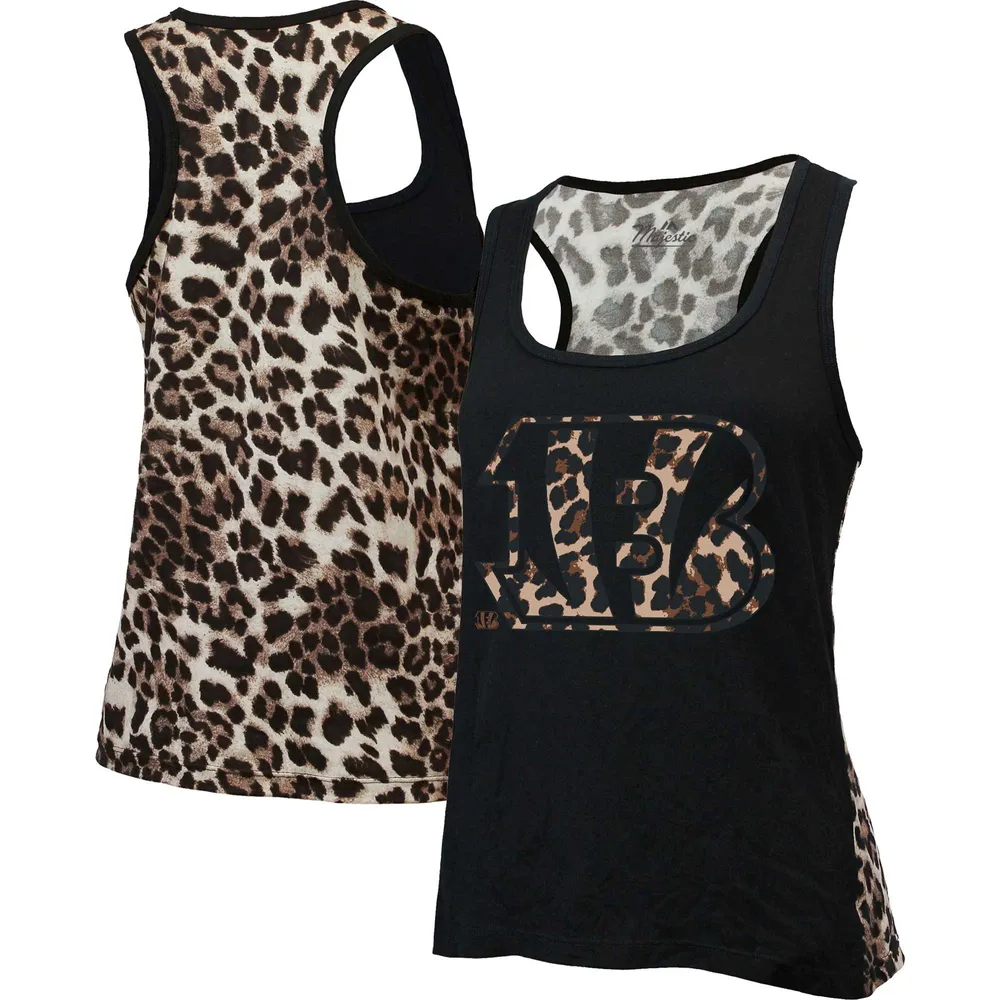 Cincinnati Bengals Majestic Threads Women's Leopard Racerback Tank Top -  Black