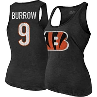 Women's Majestic Threads Heathered Black Cincinnati Bengals Name & Number Tri-Blend Tank Top