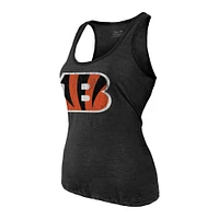 Women's Majestic Threads Heathered Black Cincinnati Bengals Name & Number Tri-Blend Tank Top