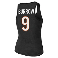 Women's Majestic Threads Joe Burrow Black Cincinnati Bengals Name & Number Tri-Blend Tank Top