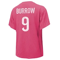 Women's Majestic Threads Joe Burrow Pink Cincinnati Bengals Name & Number T-Shirt