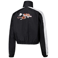 Women's Mitchell & Ness Black Cincinnati Bengals Nylon Cropped Full-Zip Jacket