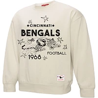 Women's Mitchell & Ness Cream Cincinnati Bengals Shooting Stars Pullover Sweatshirt