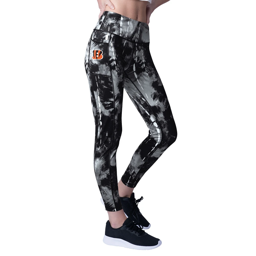 Women's MSX by Michael Strahan Black Cincinnati Bengals Serena Tie-Dye Leggings