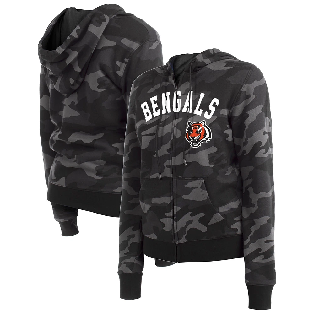 Women's New Era  Black Cincinnati Bengals Camo Full-Zip Hoodie