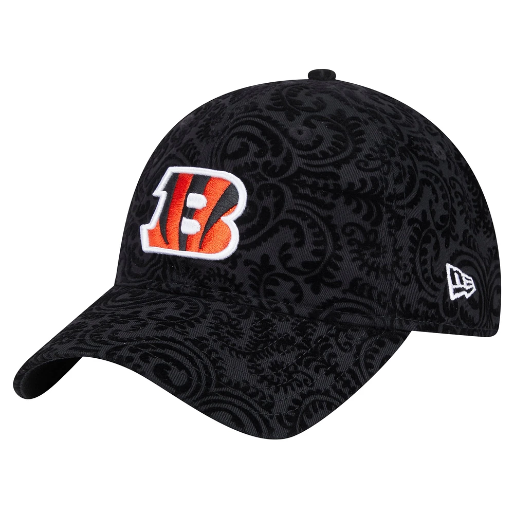 Casquette ajustable Flair 9TWENTY noire New Era pour femme des Bengals de Cincinnati