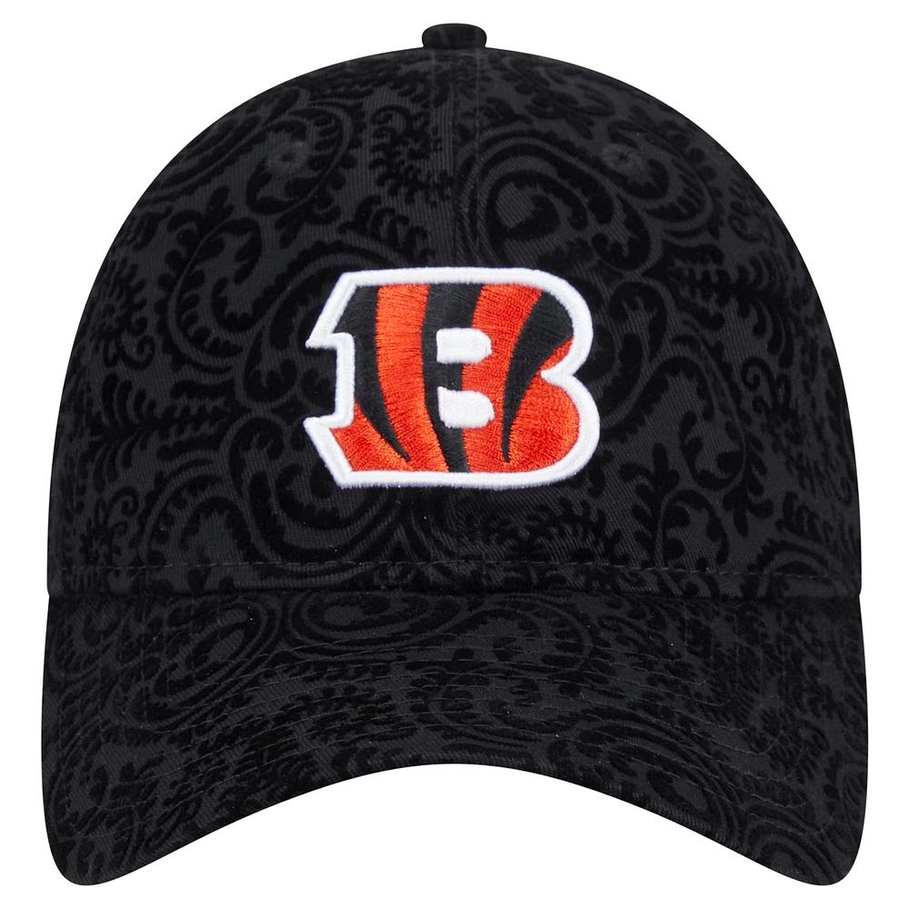 Casquette ajustable Flair 9TWENTY noire New Era pour femme des Bengals de Cincinnati