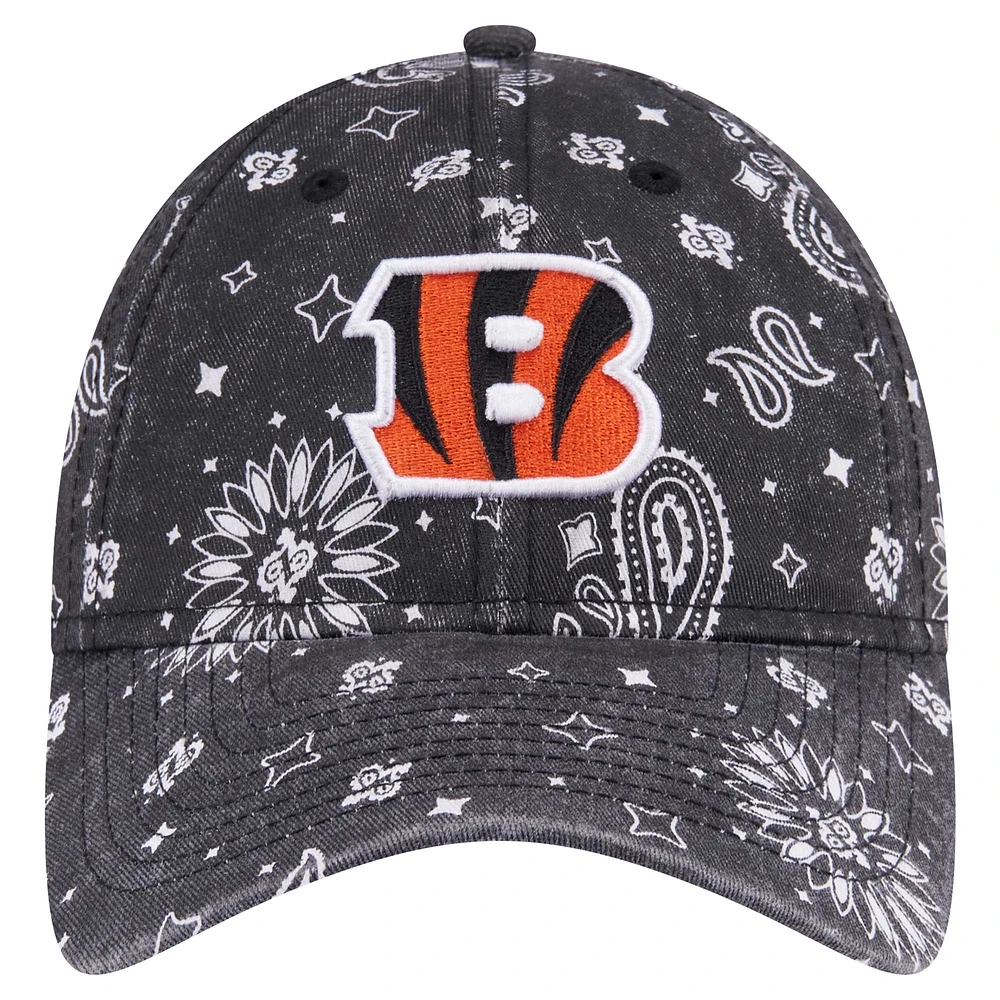 Casquette réglable noire à motif cachemire 9TWENTY des Bengals de Cincinnati New Era pour femme
