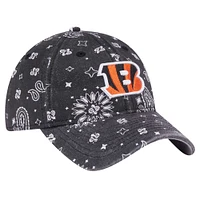 Casquette réglable noire à motif cachemire 9TWENTY des Bengals de Cincinnati New Era pour femme