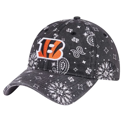Casquette réglable noire à motif cachemire 9TWENTY des Bengals de Cincinnati New Era pour femme