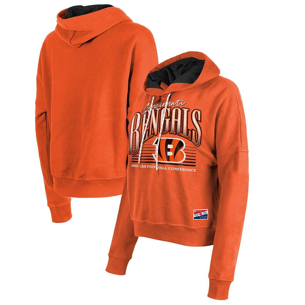Women's New Era Orange Cincinnati Bengals Boxy Pullover Hoodie