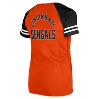 T-shirt raglan à lacets orange Cincinnati Bengals New Era pour femme