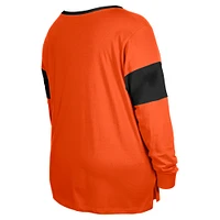 Women's New Era Orange Cincinnati Bengals Plus Lace-Up Notch Neck Long Sleeve T-Shirt