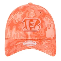 Casquette ajustable Trippy 9TWENTY orange Cincinnati Bengals de New Era pour femme