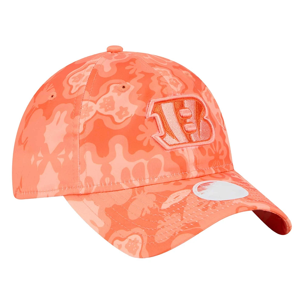 Casquette ajustable Trippy 9TWENTY orange Cincinnati Bengals de New Era pour femme