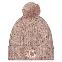 Bonnet tricoté à revers tendance avec pompon pour femme New Era Stone Cincinnati Bengals