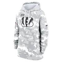 Sweat à capuche surdimensionné en polaire Nike Arctic Camo Cincinnati Bengals 2024 Salute To Service Club pour femme