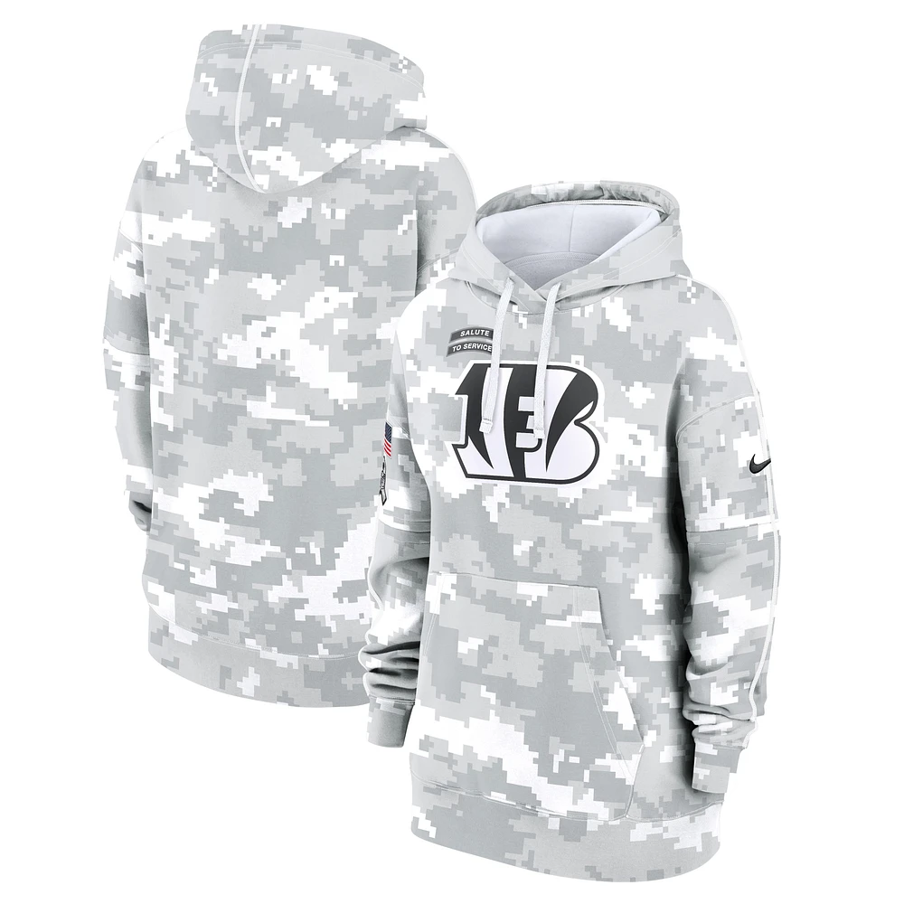 Women's Nike Arctic Camo Cincinnati Bengals 2024 Salute To Service Club Fleece Oversized Pullover Hoodie