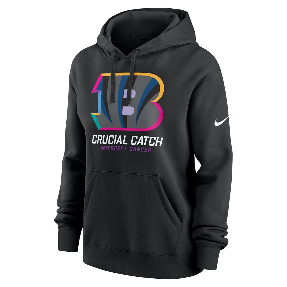 Women's Nike  Black Cincinnati Bengals 2024 NFL Crucial Catch Club Pullover Hoodie