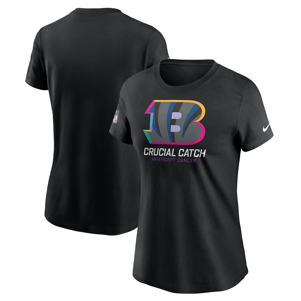 T-shirt Nike noir Cincinnati Bengals 2024 NFL Crucial Catch Tri-Blend pour femme