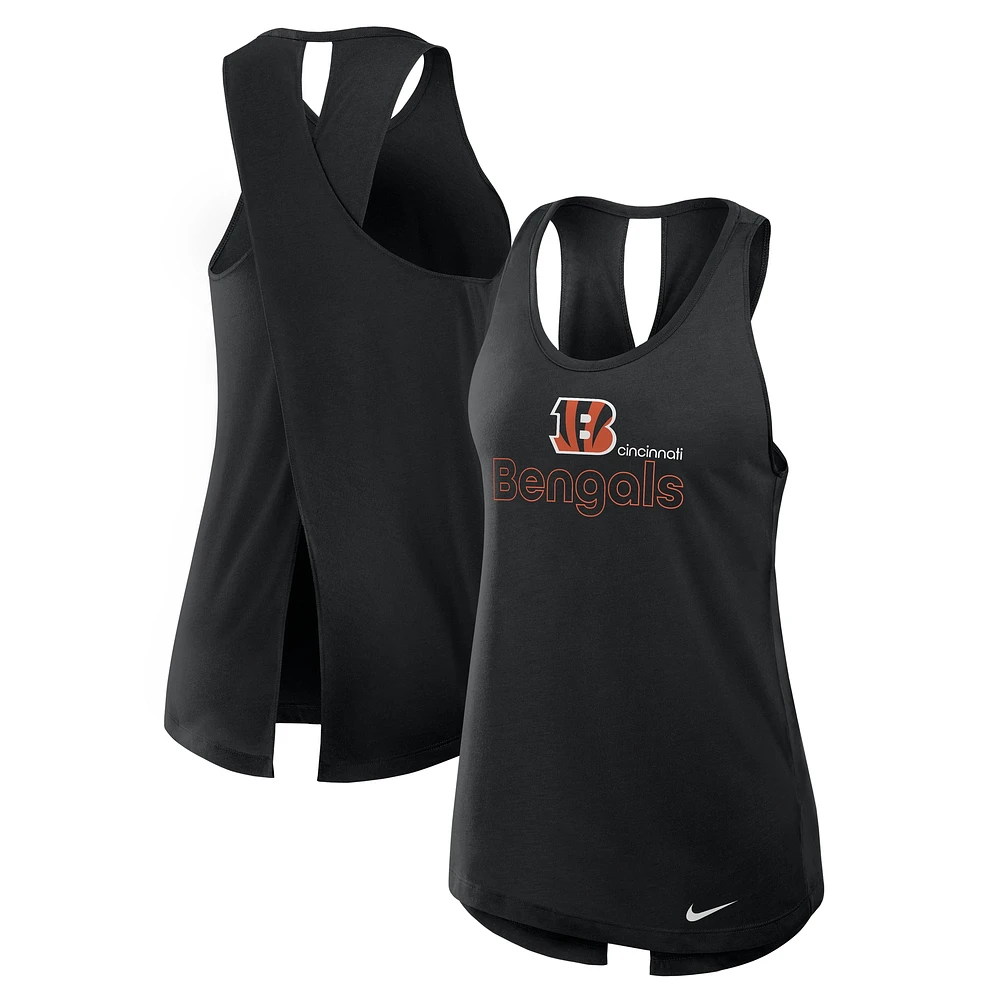 Débardeur Nike noir Cincinnati Bengals Crossback Performance pour femme