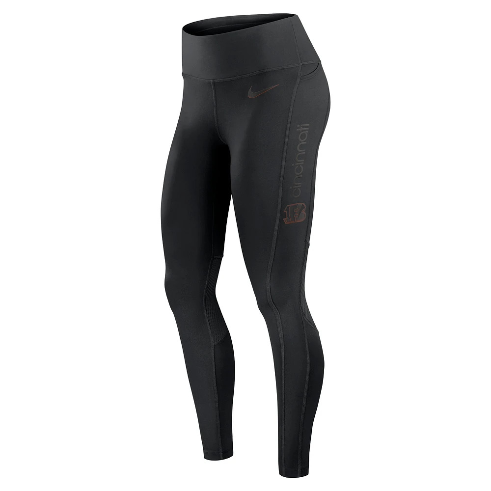 Women's Nike Black Cincinnati Bengals Edge Wordmark Performance Leggings