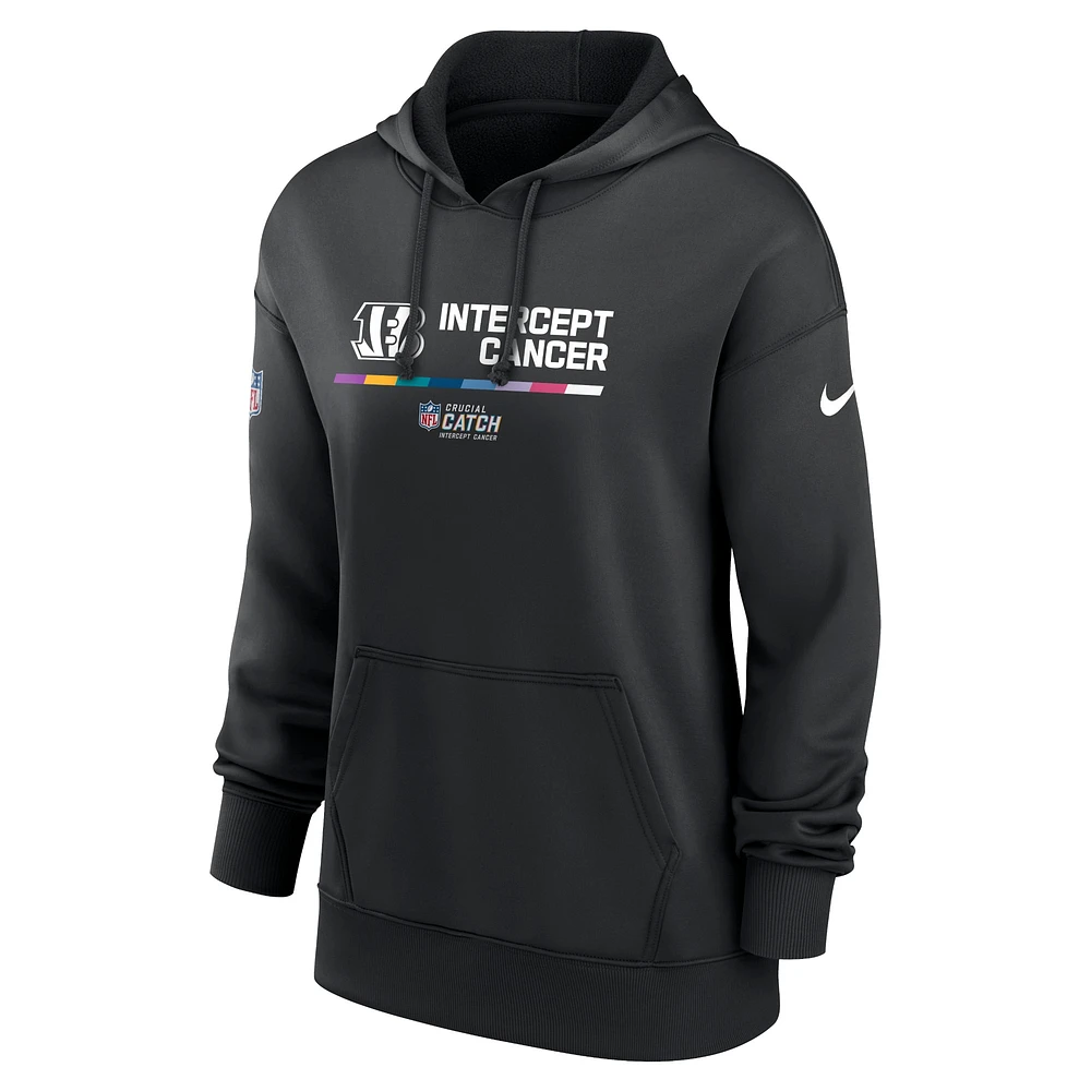 Women's Nike Black Cincinnati Bengals NFL Crucial Catch Therma Performance Pullover Hoodie