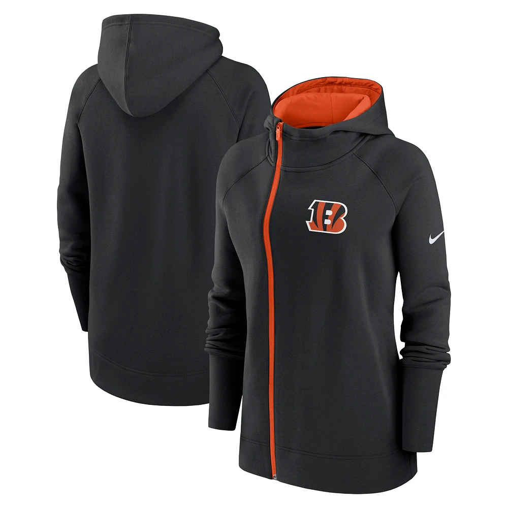 Women's Nike Black Cincinnati Bengals Primetime Raglan Sleeve Full-Zip Hoodie