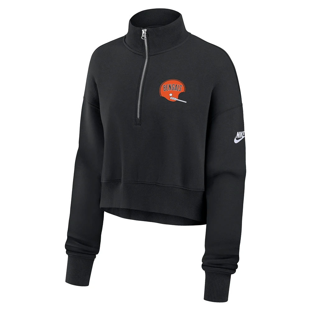 Women's Nike Black Cincinnati Bengals Rewind Phoenix Half-Zip Sweatshirt
