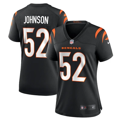 Maillot de match Nike Cedric Johnson noir pour femme des Bengals Cincinnati