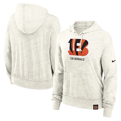 Women's Nike Cream Cincinnati Bengals Gym Vintage Logo Pullover Hoodie