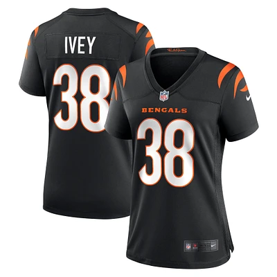 Maillot de match l'équipe Nike DJ Ivey des Bengals Cincinnati noir pour femme